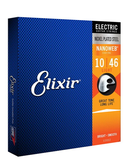 Elixir 12052 Nanoweb Nickel Electric Guitar Strings, Light 10-46